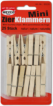 Kolíčky natur dřevěné mini 25x45mm