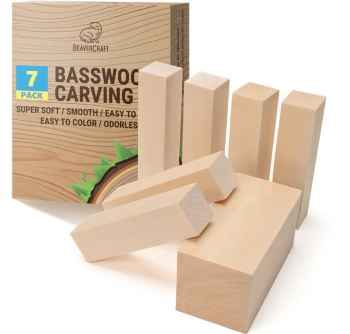 Sada lipových hranolů Wood Carving Blocks, 7ks BeaverCraft