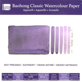 Akvarelový blok Baohong Classic 26x26cm hot pressed 300g