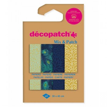 Papíry na dekupáž 4ks – Golden peacock