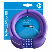 zámek M-Wave 12x1000mm silikonový kodový fialový
