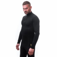 triko dlouhé pánské SENSOR MERINO DOUBLE FACE zip černé
