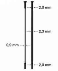 drát nerez Sapim CX Ray 2-2,3/0,9-2 x 288mm přímý černý