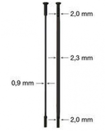 drát nerez Sapim CX Ray 2-2,3/0,9-2 x 272mm přímý černý