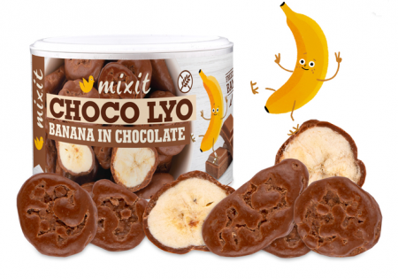 křupavé banánky Mixit v čokoládě 170g exp. 09/26