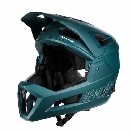 přilba FORCE VENOM downhill, petrolejová L-XL