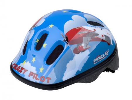 Přilba PRO-T Fafe dětská modrá, Crazy pilot
