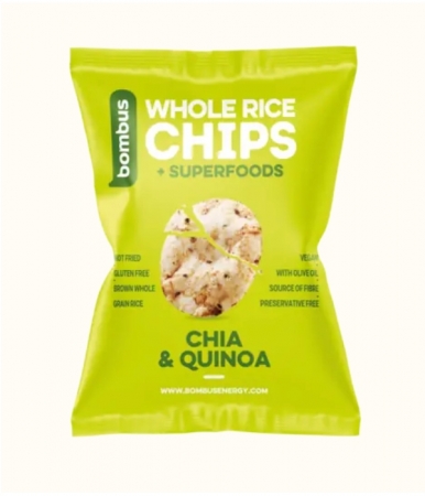 chipsy rýžové Bombus 60g chia+quinoa celozrnné exp. 11/26
